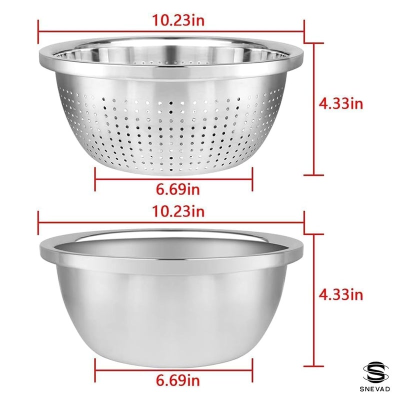 Snevad Stainless Steel Rice Washing Bowl Mixing Bowls Heavy Duty Kitchen Strainer Washer Basin for Rice Vegetable Fruits Pasta Mixing Food Washing Dishwasher Safe MicroPerforated Colander - Image 4