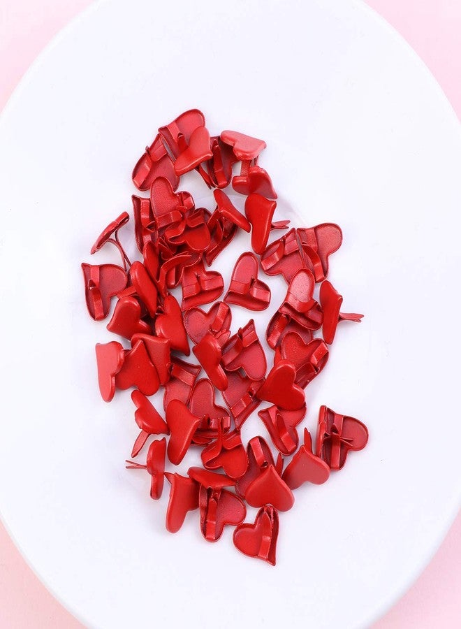 FRECI 50pcs Heart Shape Mini Brads Round Head Metal Brads Crafts Split Pins Paper Fasteners for Multicolor Scrapbooking Stamping DIY Tool - Red - Image 4