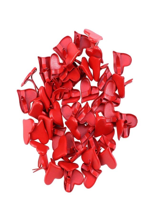 FRECI 50pcs Heart Shape Mini Brads Round Head Metal Brads Crafts Split Pins Paper Fasteners for Multicolor Scrapbooking Stamping DIY Tool - Red - Image 1