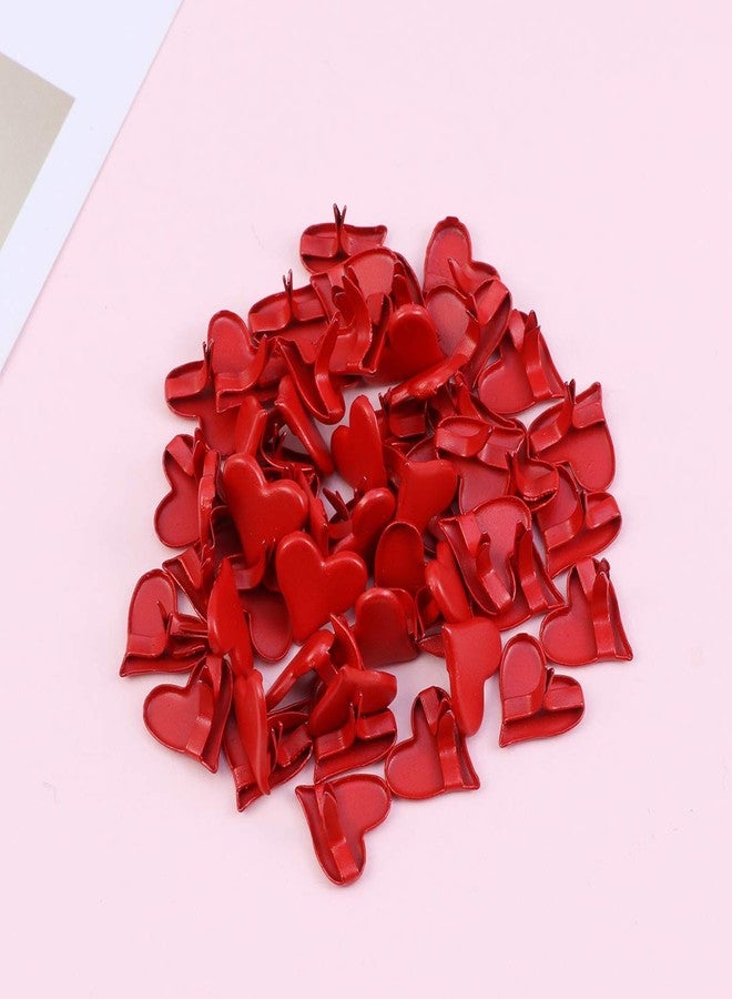 FRECI 50pcs Heart Shape Mini Brads Round Head Metal Brads Crafts Split Pins Paper Fasteners for Multicolor Scrapbooking Stamping DIY Tool - Red - Image 5