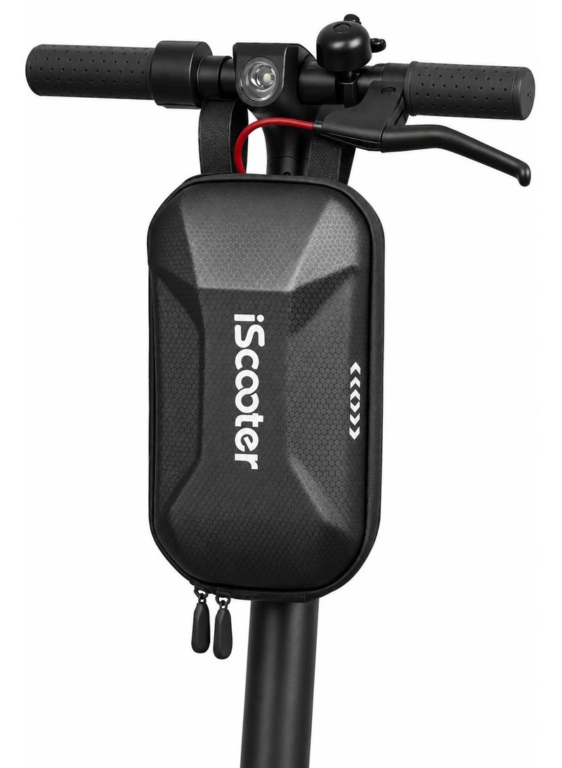 Electric Scooter Handlebar Storage Bag, Hard Shell Front Carry Case with Double Zipper & Secure Straps, Compact Organizer for Phone, Wallet, Keys, Charger, Tools & Daily Riding Accessories - Image 1