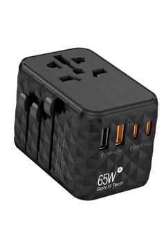 mpBLBERRI 2500W Max Universal Travel Adapter with 2 USB-A and 2 USB-C Ports MpBlberri BLB-T112 (AUS/CN, EU, USA, UK) Compatible - Black  - Image 1