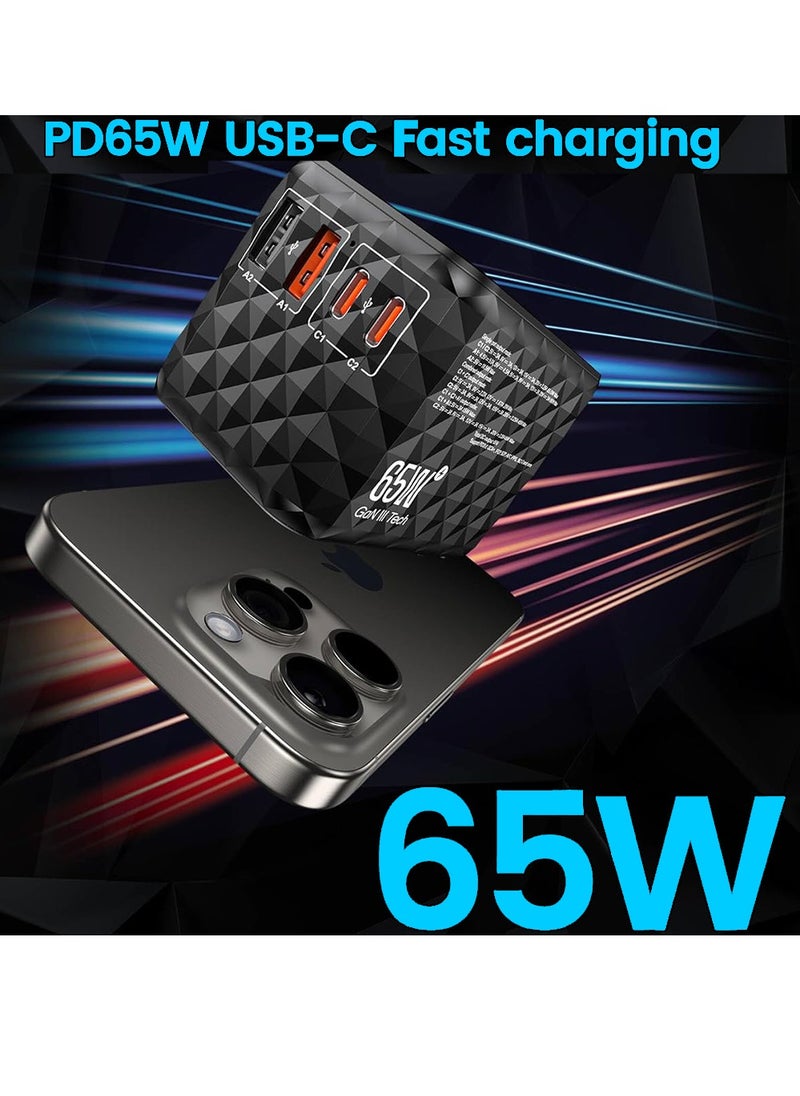 mpBLBERRI 2500W Max Universal Travel Adapter with 2 USB-A and 2 USB-C Ports MpBlberri BLB-T112 (AUS/CN, EU, USA, UK) Compatible - Black  - Image 2