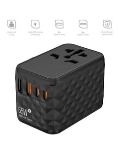 mpBLBERRI 2500W Max Universal Travel Adapter with 2 USB-A and 2 USB-C Ports MpBlberri BLB-T112 (AUS/CN, EU, USA, UK) Compatible - Black  - Image 3