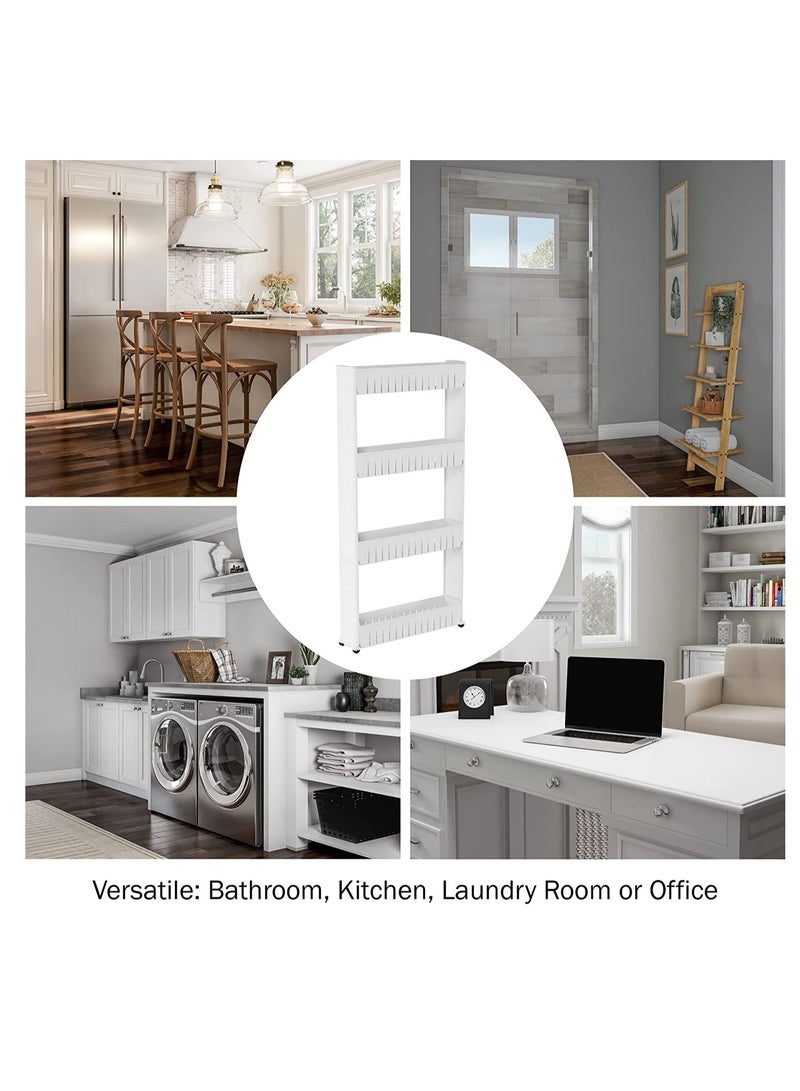 Mobile Shelving Unit Organizer with 4 Large Storage Baskets, Slim Slide Out Pantry Storage Rack for Narrow Spaces by Everyday Home