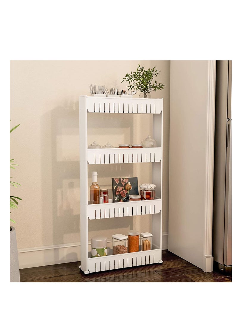Mobile Shelving Unit Organizer with 4 Large Storage Baskets, Slim Slide Out Pantry Storage Rack for Narrow Spaces by Everyday Home