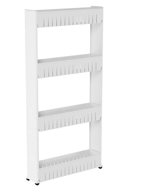 Mobile Shelving Unit Organizer with 4 Large Storage Baskets, Slim Slide Out Pantry Storage Rack for Narrow Spaces by Everyday Home