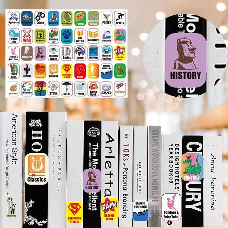 Magictodoor 45 Genre Book Spine Labels for Library | Set of 450 Classroom Library Classification Stickers - Image 3