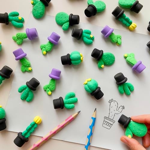 Kaemi 30 Pcs Cactus Erasers Desk Pets for Kids Classroom Prizes Fun Cool 3D Puzzle Erasers Bulk Mini Cute Pencil Eraser Pals Toys for Party Favors Treasure Box Goodie Bag Stuffers - Image 2