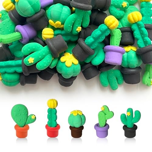 Kaemi 30 Pcs Cactus Erasers Desk Pets for Kids Classroom Prizes Fun Cool 3D Puzzle Erasers Bulk Mini Cute Pencil Eraser Pals Toys for Party Favors Treasure Box Goodie Bag Stuffers - Image 1