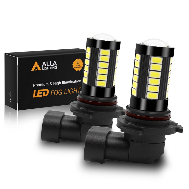 Alla Lighting Super Bright HB4 9006 LED Fog Light Bulbs 6000K Xenon White 2800Lms Auto 12V Fog Lamps Replacement 5730 33SMD LEDs
