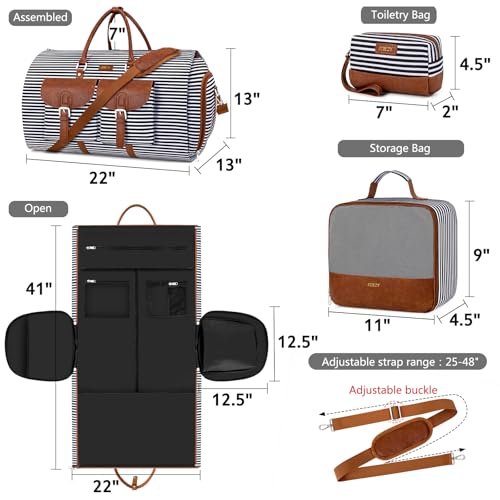 ITIEZY Garment Duffle Bag for Travel - Convertible Carry on Garment Duffel Travel Bag for Women Men Large Weekender Bag with Shoes Pouch 2 in 1 Hanging Suit Travel Duffel Bag 3pcs Set - Image 3