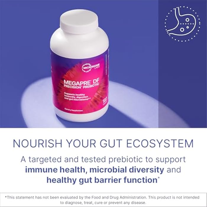 Microbiome Labs MegaPre DF - Dairy-Free Prebiotic Fiber Supplement - Gut Health Prebiotics for Women, Men & Kids 3+ - Support Microbial Diversity (180 Capsules) - Image 2