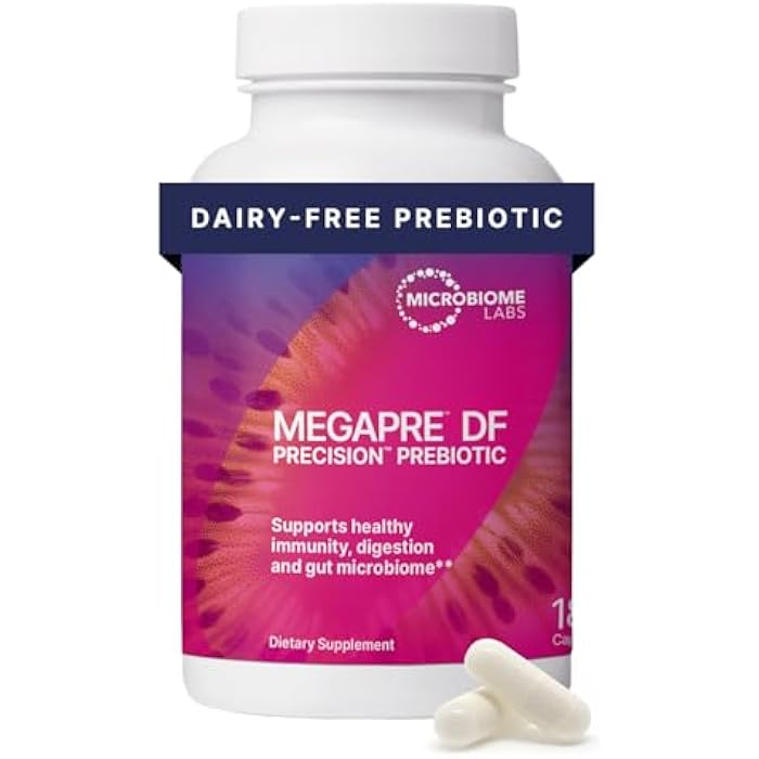 Microbiome Labs MegaPre DF - Dairy-Free Prebiotic Fiber Supplement - Gut Health Prebiotics for Women, Men & Kids 3+ - Support Microbial Diversity (180 Capsules) - Image 1