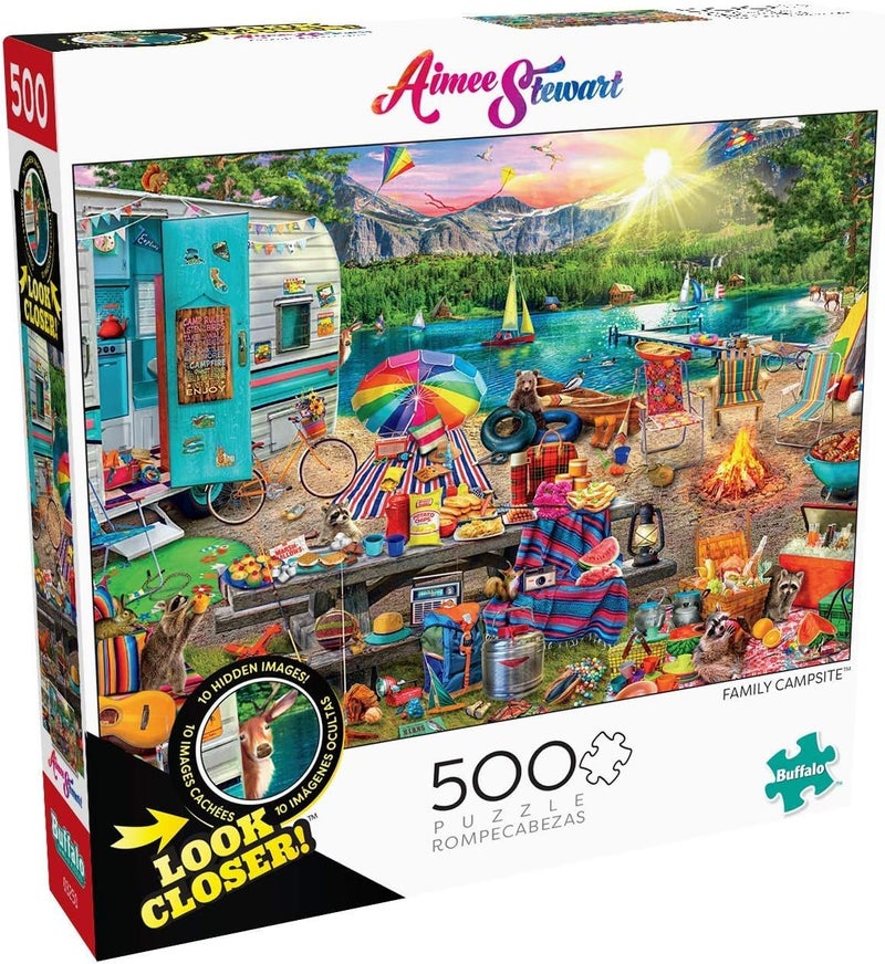 Buffalo Games - Aimee Stewart -Look Closer Family Campsite - 500 Piece Jigsaw Puzzle For Adults -Challenging Puzzle Perfect for Game Nights - Finished Size is 21.25 x 15.00 - Image 1