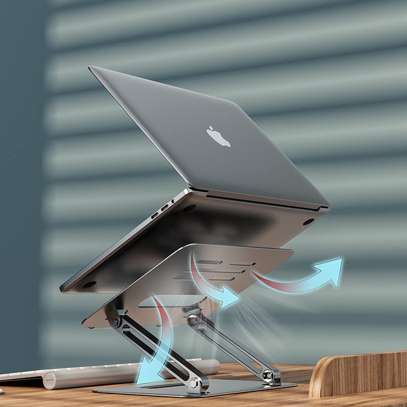 Red Lemon Laptop Stand Aluminum Alloy Foldable Height Adjustable Laptop Bracket Laptop Heat Sink Holder (P43) - Silver - Image 3