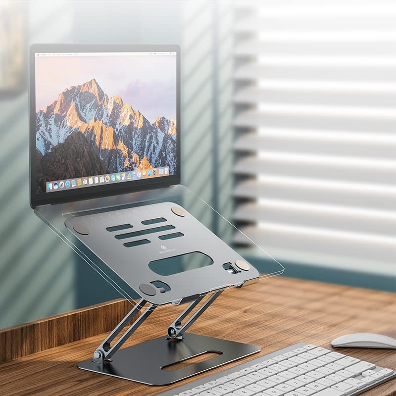 Red Lemon Laptop Stand Aluminum Alloy Foldable Height Adjustable Laptop Bracket Laptop Heat Sink Holder (P43) - Silver - Image 4