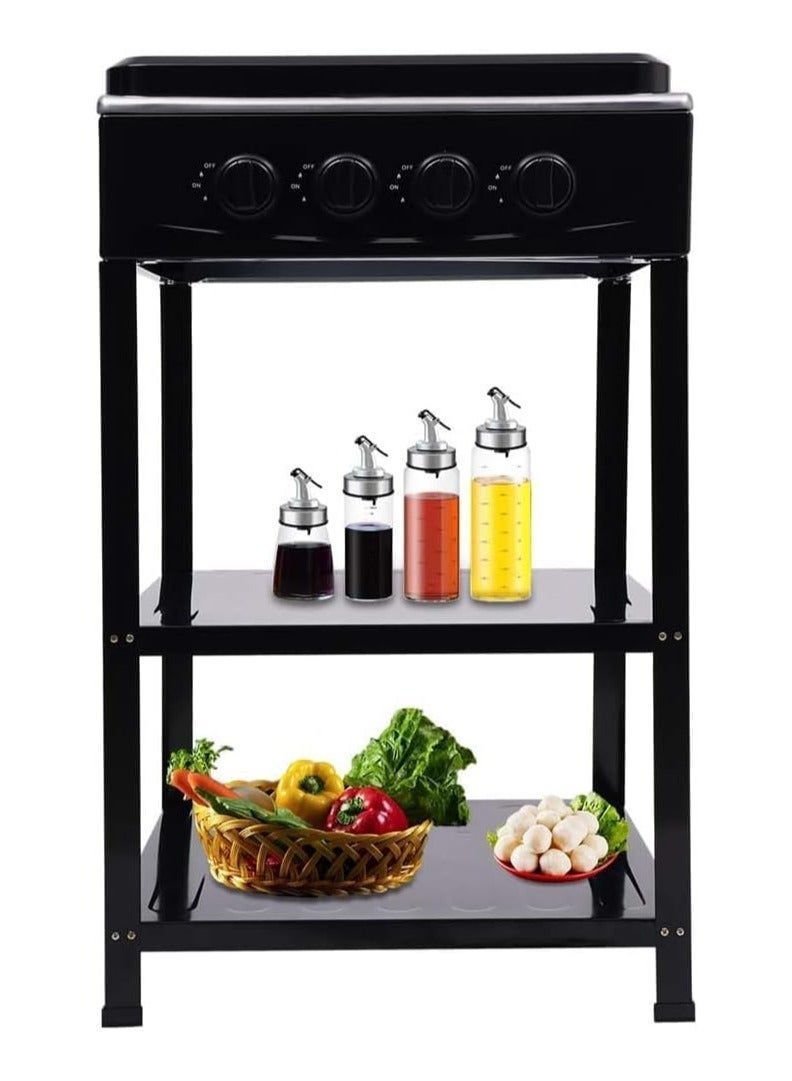 دينكس موقد مطبخ يعمل بالغاز الطبيعي مع غطاء وتحكم في الحريق قابل للتعديل، رف تخزين مستقل من مستويين للشقق والأماكن الخارجية والمركبات الترفيهية - Image 4