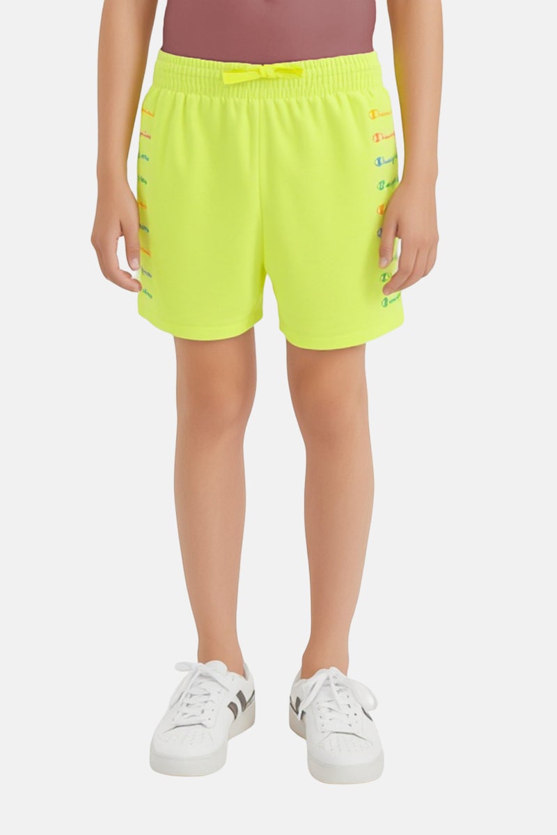 Champion Kids Boy Brand Logo Outdoor Shorts, Lime Green - Image 1