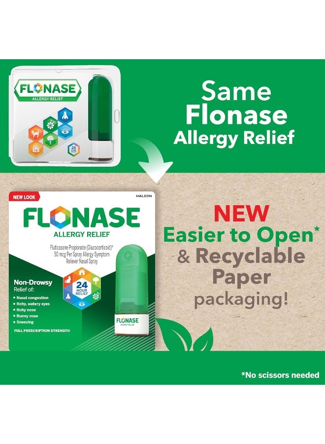 Flonase Allergy Relief Nasal Spray, 24 Hour Non Drowsy Allergy Medicine, Metered Nasal Spray - 144 Sprays - Image 2