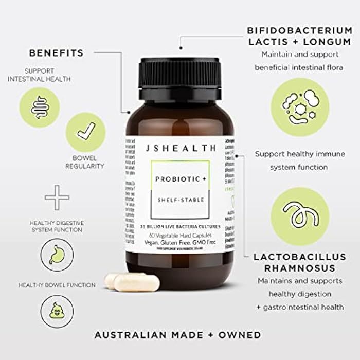 JSHealth Vitamins Gut Health and Immunity Formula | Probiotics for Women and Men | Shelf Stable Probiotic Supplement for Digestive Health and Immune Support (60) - Image 3