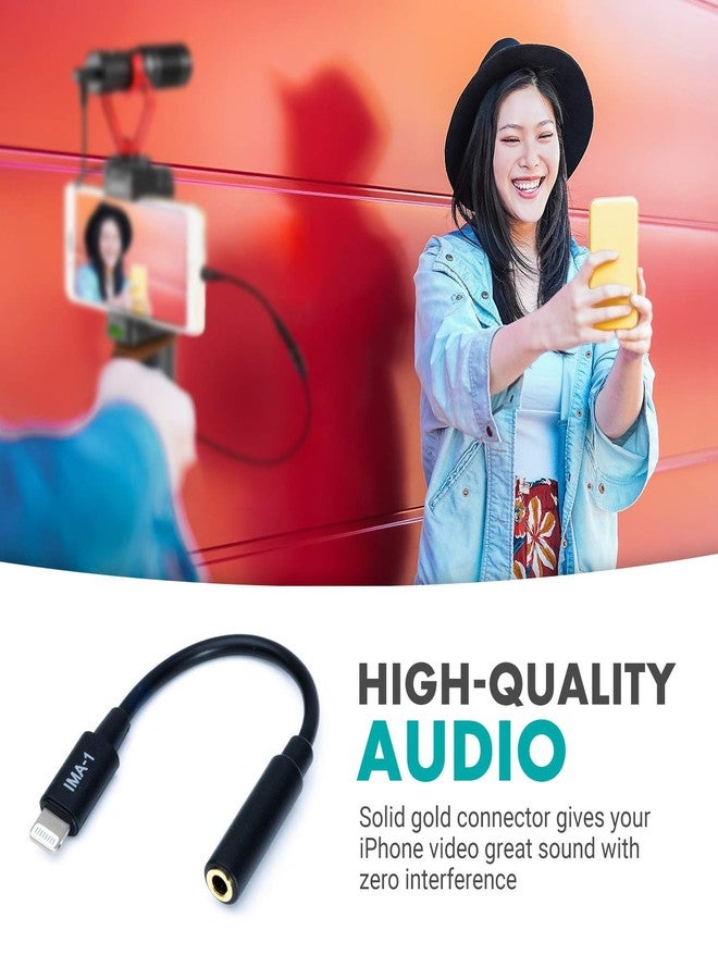 Movo IMA-1 Female 3.5mm TRRS Microphone Adapter Cable to Lightning Connector Dongle Compatible with Apple iPhone, iPad Smartphones and Tablets - Optimized for Microphones/Pro Audio - Image 5