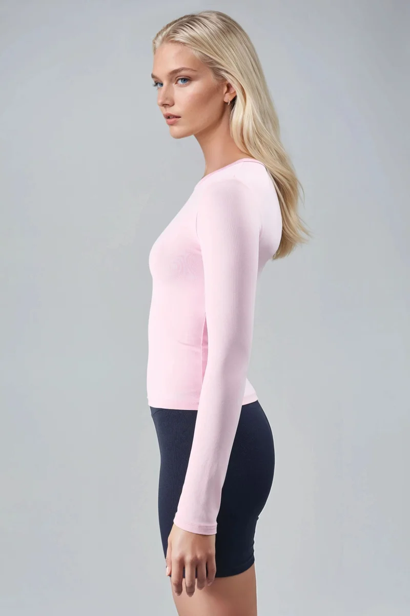 Busem BUSEM Slim Fit Crew Neck Long Sleeve Blouse