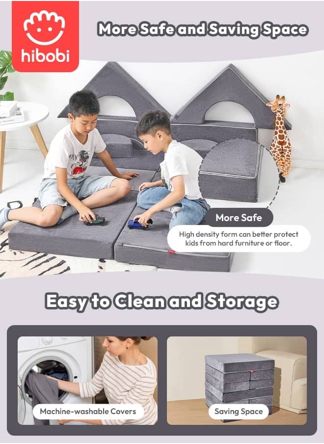 hibobi - Kids' Building Block Magic Sofa - Compact Modular Couch with 14 Pieces for Creative Play and Fun, Soft and Safe, Versatile for Play and Relaxation - Image 1