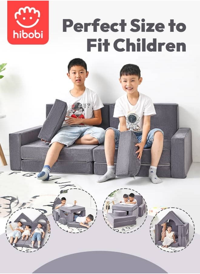 hibobi Kids' Building Block Magic Sofa - Compact Modular Couch with 14 Pieces for Creative Play and Fun, Soft and Safe, Versatile for Play and Relaxation  - Image 1