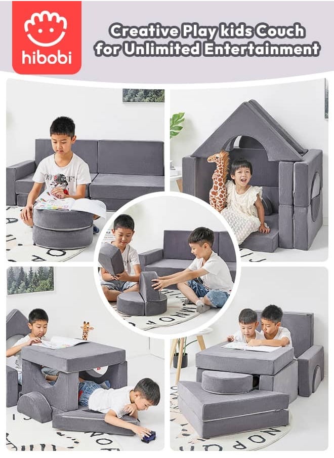 hibobi Kids' Building Block Magic Sofa - Compact Modular Couch with 14 Pieces for Creative Play and Fun, Soft and Safe, Versatile for Play and Relaxation  - Image 3