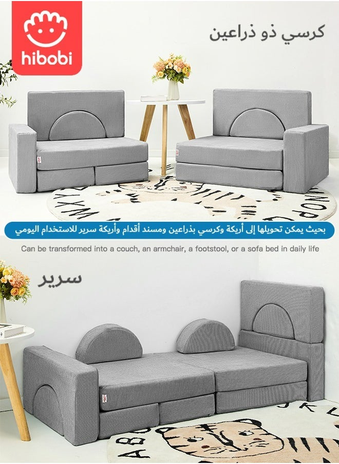 hibobi Kids' Building Block Magic Sofa - Compact Modular Couch with 14 Pieces for Creative Play and Fun, Soft and Safe, Versatile for Play and Relaxation  - Image 2