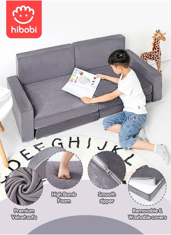 hibobi - Kids' Building Block Magic Sofa - Compact Modular Couch with 14 Pieces for Creative Play and Fun, Soft and Safe, Versatile for Play and Relaxation - Image 1