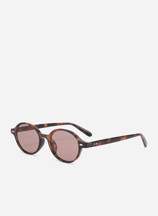 Tortoiseshell Print Round Sunglasses