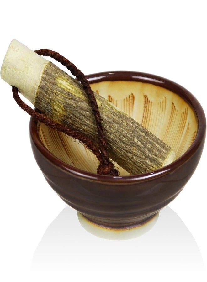 Morikuru Japanese Mortar and Pestle, 6.69 in (90mm) Mini Sansho Pestle, Suribachi with a 3.34-inch Diameter, Made in Japan - Image 1