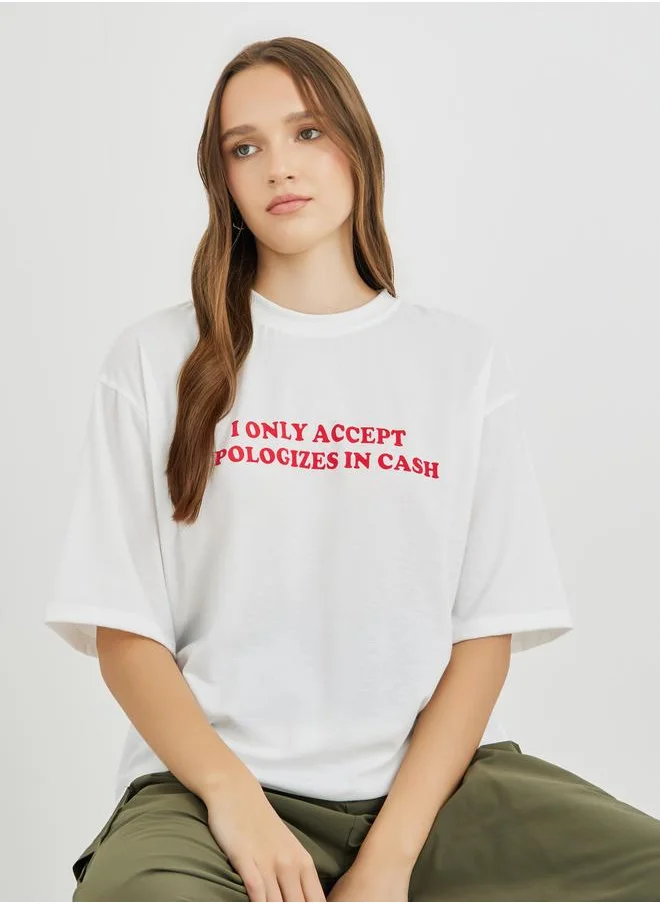 Styli Styli Slogan Print Regular Fit T-Shirt