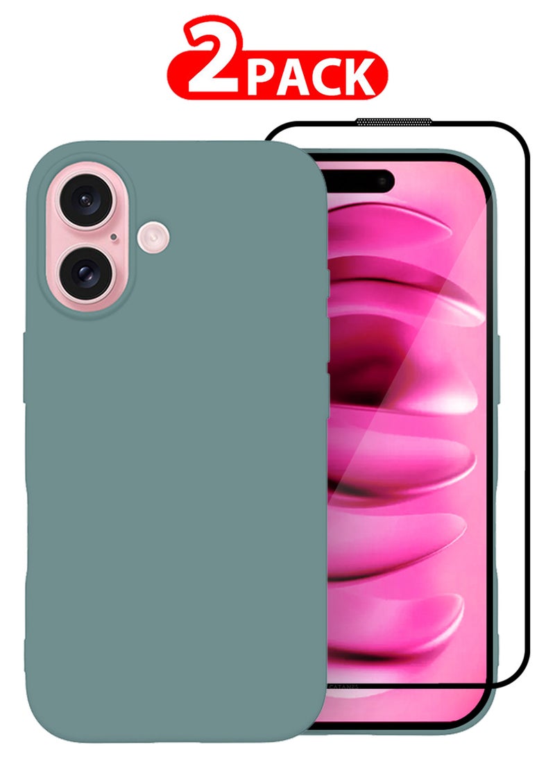 CATANES (for iPhone 16 Plus) 2 Pack Case and Screen Protector, Slim Silicone Case, Full Covered Anti Scratch Shockproof Protective Cover - Image 1