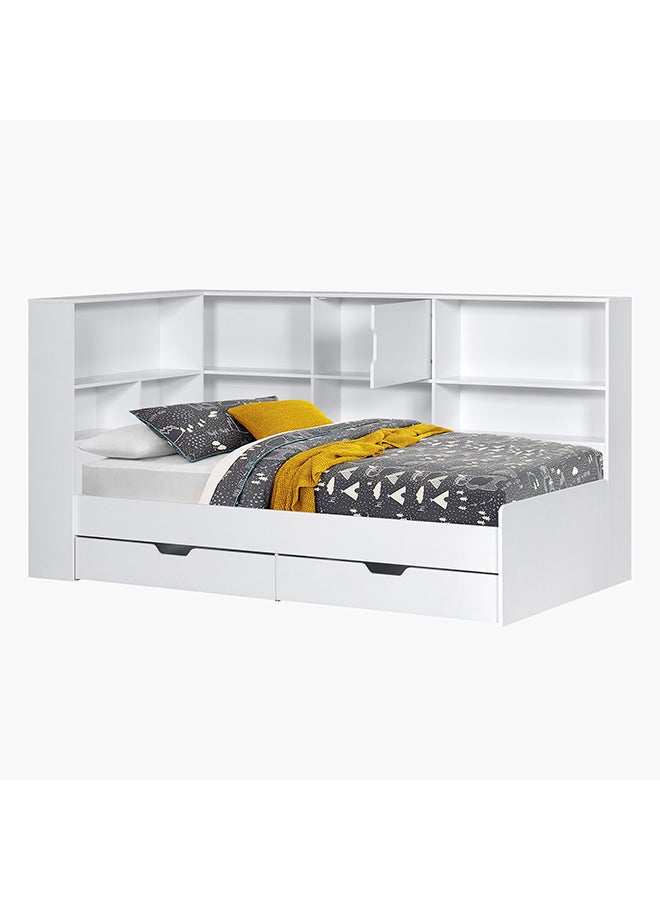 هوم بوكس سرير فردي برف تخزين ولوح رأسي مع درجين من فانيلا - 90x200 سم - Image 5