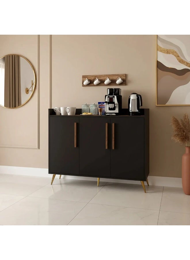 Stylish Home Black and brown coffee corner cabinet - RC07 40x120x97 cm - Image 3