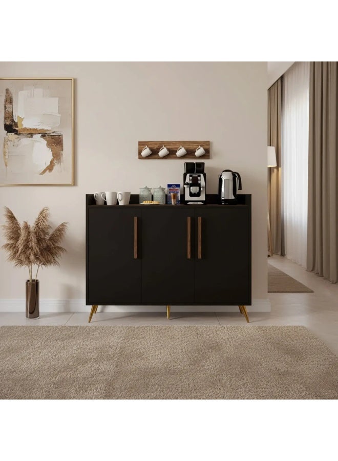 Stylish Home Black and brown coffee corner cabinet - RC07 40x120x97 cm - Image 4