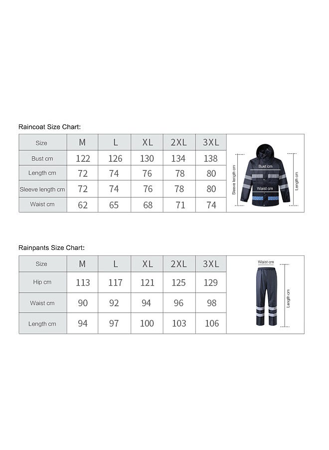 Generic - Waterproof Raincoat Jacket Outdoor Rain Gear Motorcycle Cycling High Visibility Reflective Safety Rain Coats Cover Men Rain Poncho Jacket Hooded Rainwear XXXL - Image 1