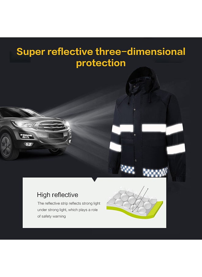 Generic - Waterproof Raincoat Jacket Outdoor Rain Gear Motorcycle Cycling High Visibility Reflective Safety Rain Coats Cover Men Rain Poncho Jacket Hooded Rainwear XXXL - Image 1