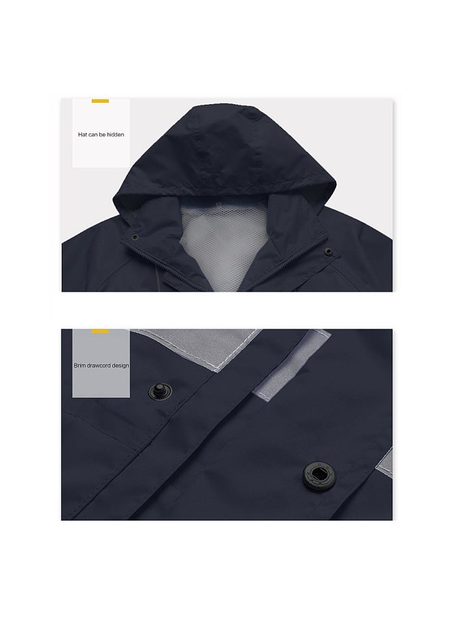 Generic - Waterproof Raincoat Jacket Outdoor Rain Gear Motorcycle Cycling High Visibility Reflective Safety Rain Coats Cover Men Rain Poncho Jacket Hooded Rainwear XXXL - Image 1