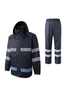 Waterproof Raincoat Jacket Outdoor Rain Gear Motorcycle Cycling High Visibility Reflective Safety Rain Coats Cover Men Rain Poncho Jacket Hooded Rainwear XXXL