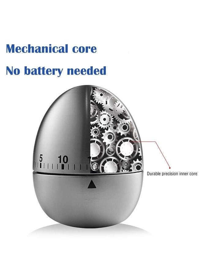 HOMESTAR Egg Kitchen Timer Stainless Steel Mechanical Rotating Alarm 60 Minutes Count Down Timer for Cooking Learning - Image 4