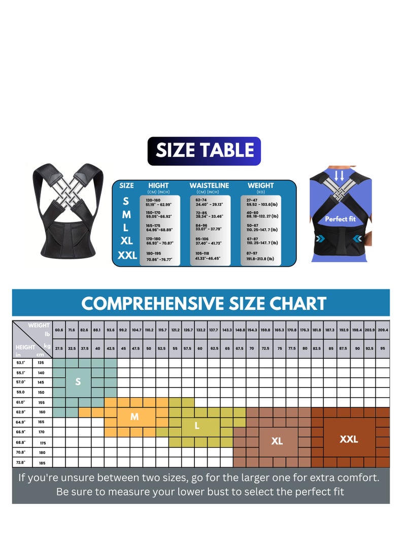 ABJ Back Brace, Posture Corrector for Women and Men, Back Support Straightener, Upper Back Brace Posture Trainer for Body Correction and Neck and Shoulder, Relieves pain, Straightens the Back  - Image 4