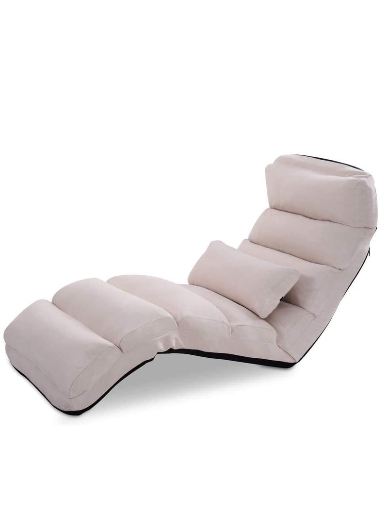 TRASSLE Floor Chairs for Adults, Adjustable 5-Position Floor Lounger w/Thick Padded & Pillow, No Assembly Folding Lazy Sofa Chair for Gaming, Sleeping, Light Weight Chaise Lounge Indoor  - Image 1