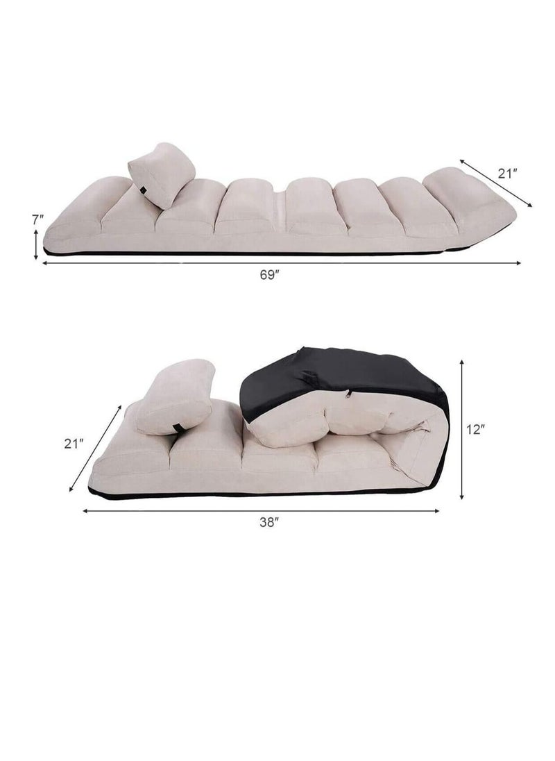TRASSLE Floor Chairs for Adults, Adjustable 5-Position Floor Lounger w/Thick Padded & Pillow, No Assembly Folding Lazy Sofa Chair for Gaming, Sleeping, Light Weight Chaise Lounge Indoor  - Image 2