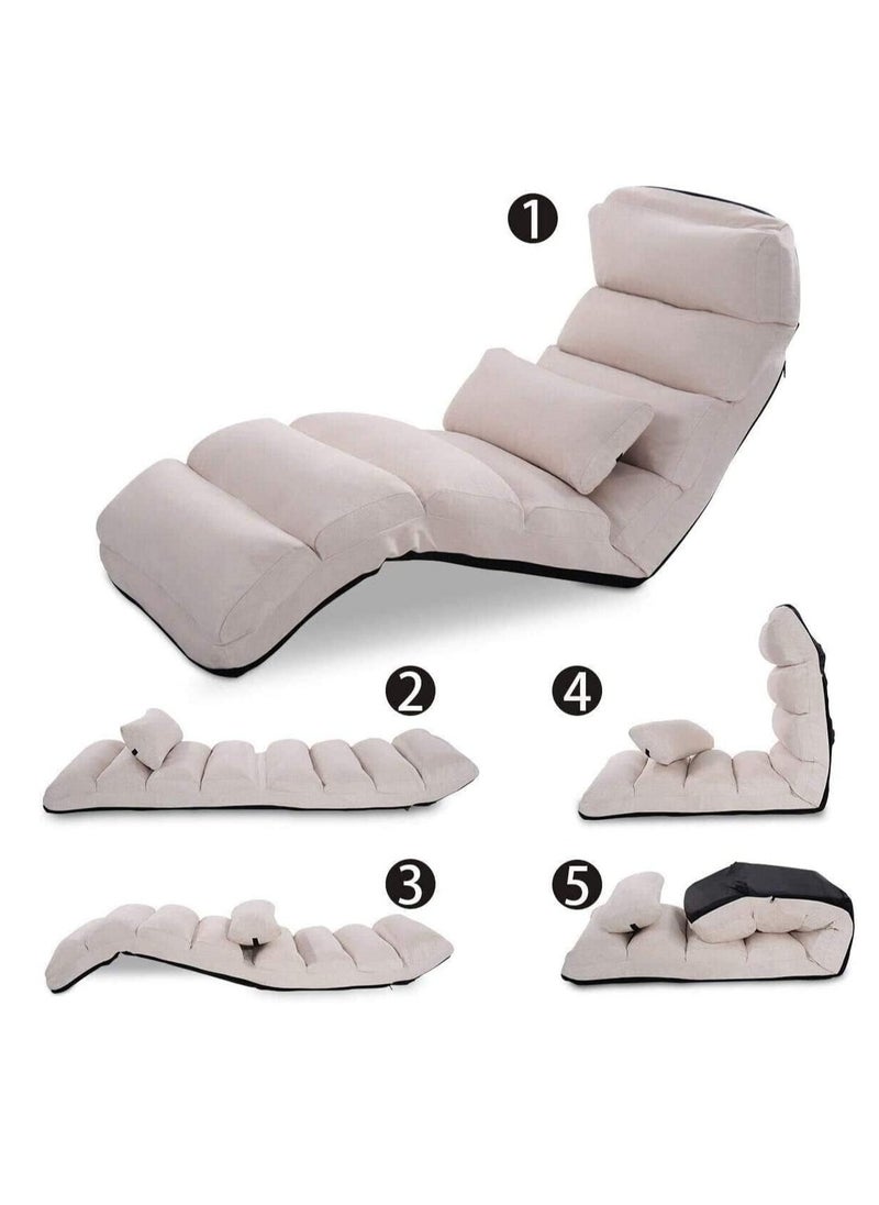 TRASSLE Floor Chairs for Adults, Adjustable 5-Position Floor Lounger w/Thick Padded & Pillow, No Assembly Folding Lazy Sofa Chair for Gaming, Sleeping, Light Weight Chaise Lounge Indoor  - Image 4