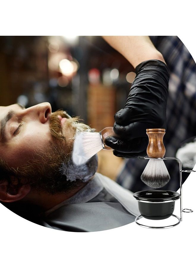 Mens Shaving Brush Kit, Soft Hair Shaving Brush, Stainless Steel Shave Brush Holder & Acrylic Soap Bowl Mug for Men Barber Shave Kit