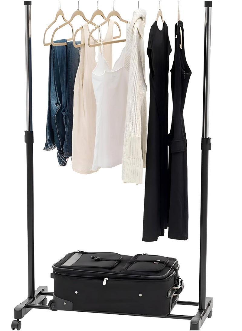 Rolling Hanger Stand - Versatile Adjustable Clothes Rack Made From Sturdy Stainless Steel With Telescopic Design And Easy-Glide Wheels For Mobility
